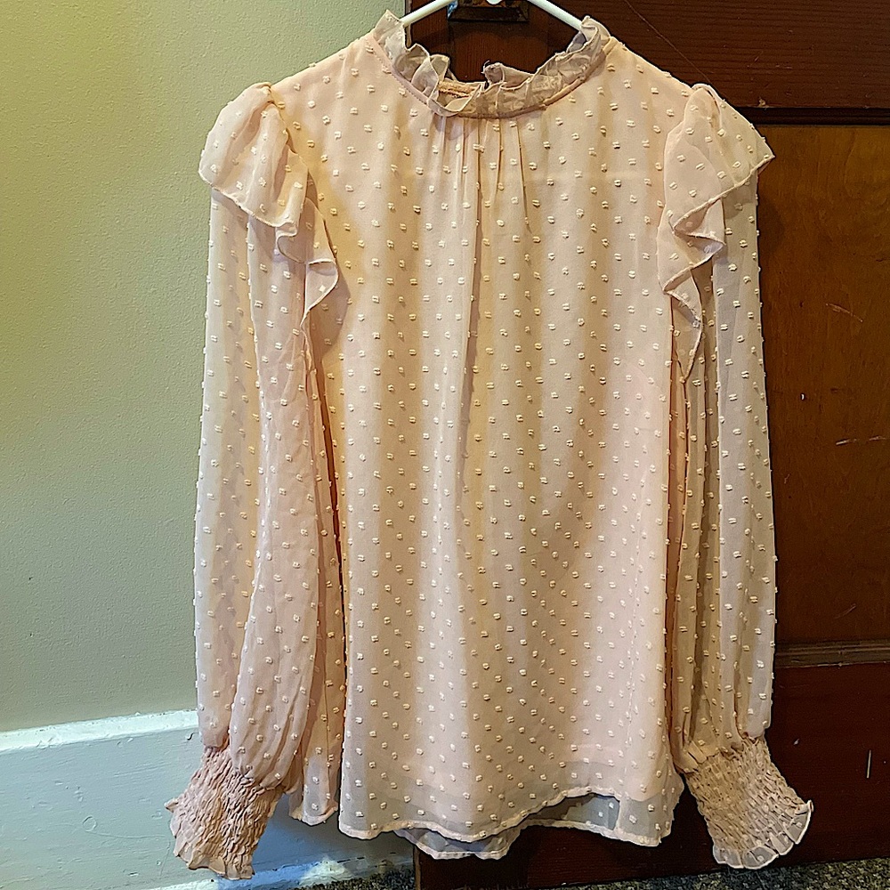 Pale pink ruffle Entro blouse